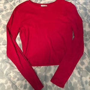 Red ribbed crop top.